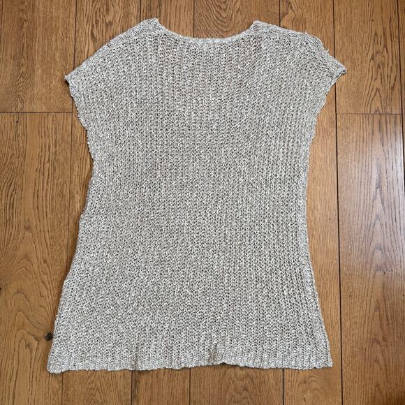 Bryn Walker Loose Knit Sleeveless Tunic Sweater Cotton Linen Lagenlook Beach - Picture 2 of 9